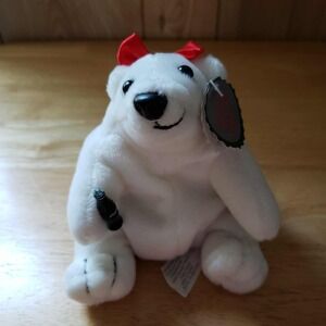 Coca-Cola Polar Bear Plush 5" w/ Coke Bottle 1997 Bean Bag NWT